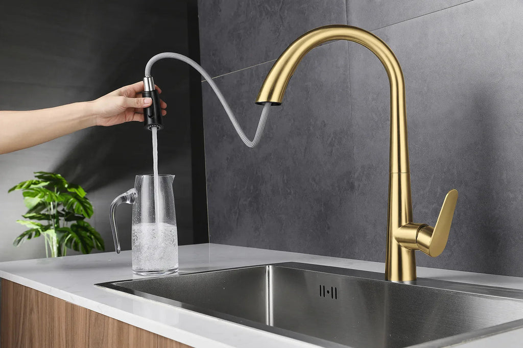 Pull-Out 304 Stainless Steel Kitchen Faucet (Deck-Mounted)