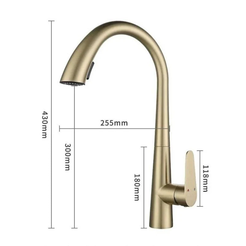 Pull-Out 304 Stainless Steel Kitchen Faucet (Deck-Mounted)