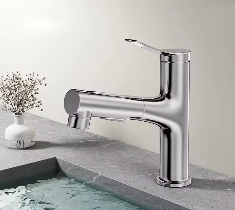 Pull-Out & Oral Rinse Brass Bathroom Sink Faucet