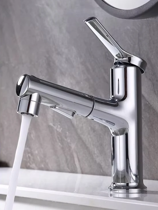 Pull-Out & Oral Rinse Brass Bathroom Sink Faucet