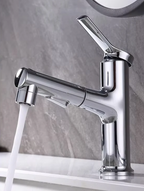 Pull-Out & Oral Rinse Brass Bathroom Sink Faucet