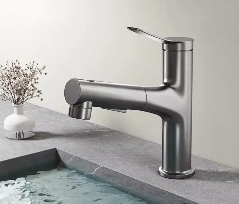 Pull-Out & Oral Rinse Brass Bathroom Sink Faucet