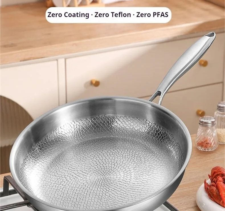 Pure Titanium Hammered Natural Non-Stick Frying Pan (Induction Compatible)