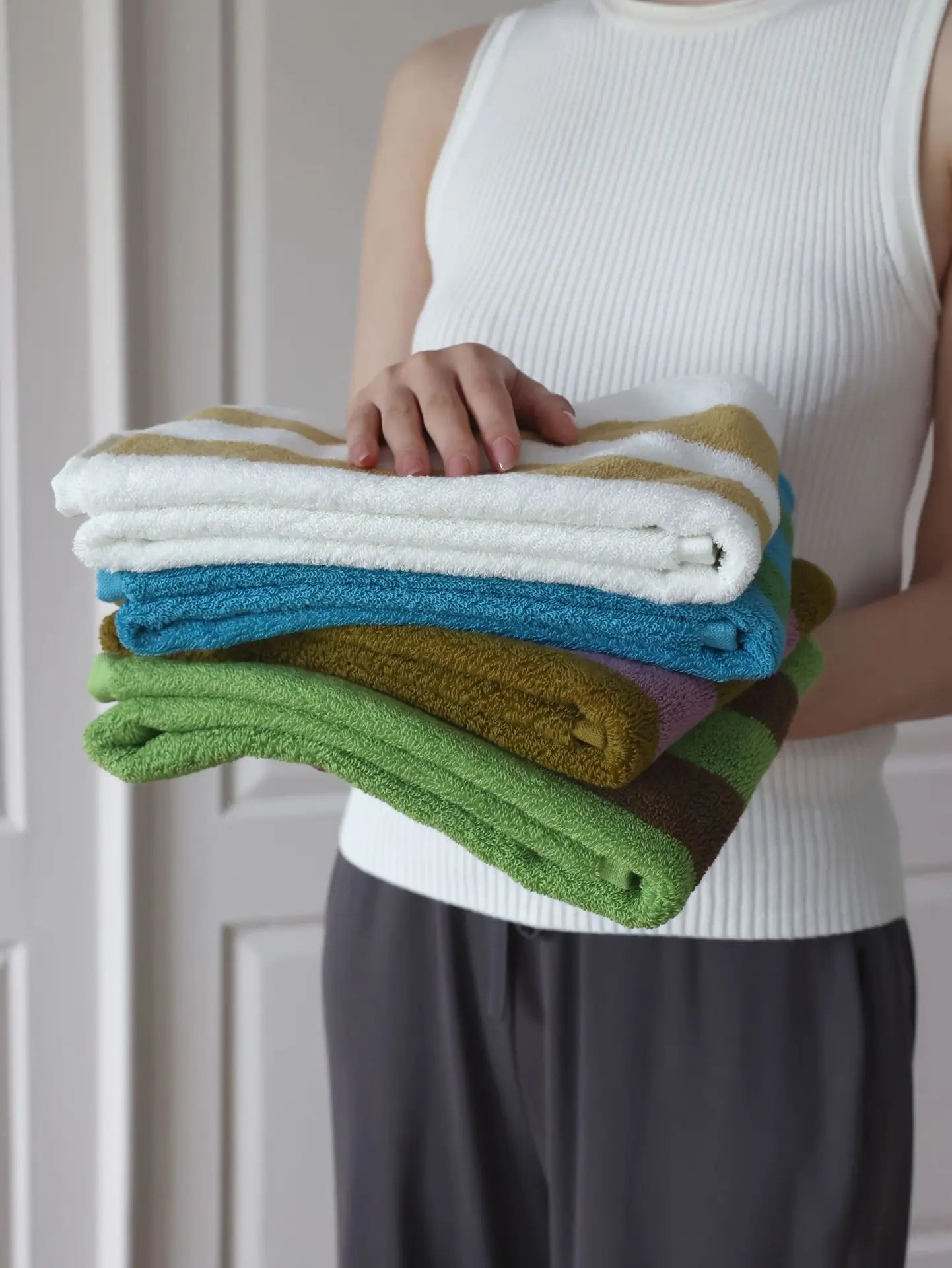 Quick-Drying Combed Cotton Striped Towel