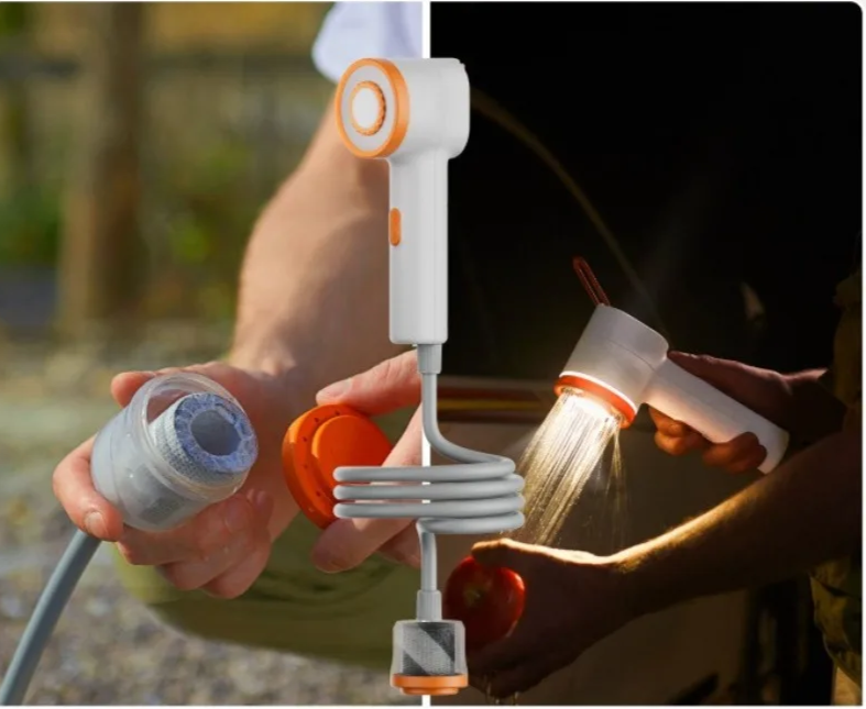 Rechargeable LED-Lit Rainfall Camping Shower