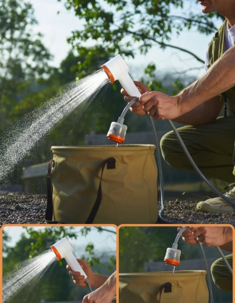 Rechargeable LED-Lit Rainfall Camping Shower