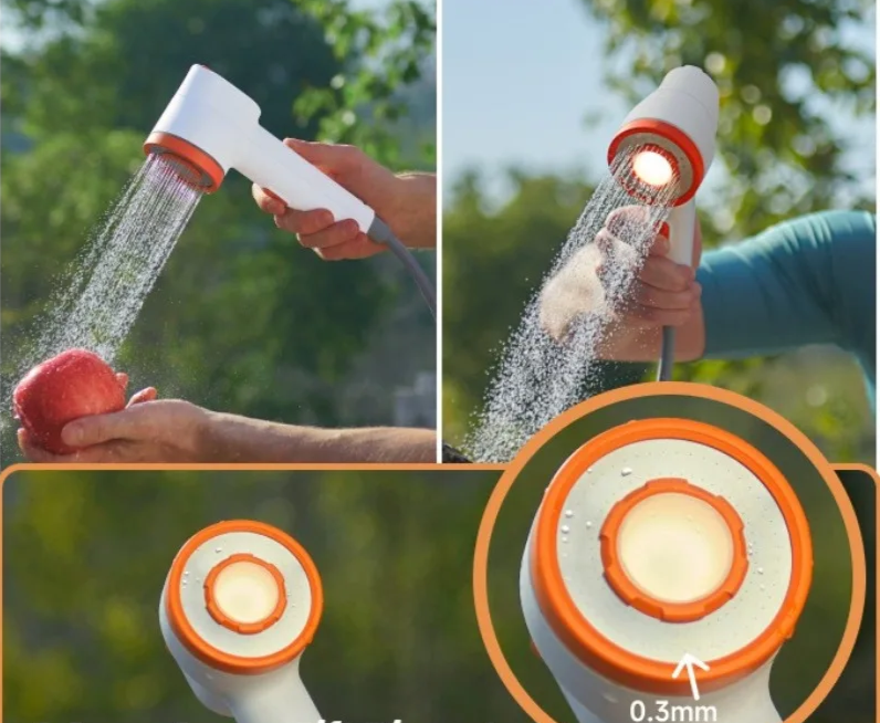 Rechargeable LED-Lit Rainfall Camping Shower