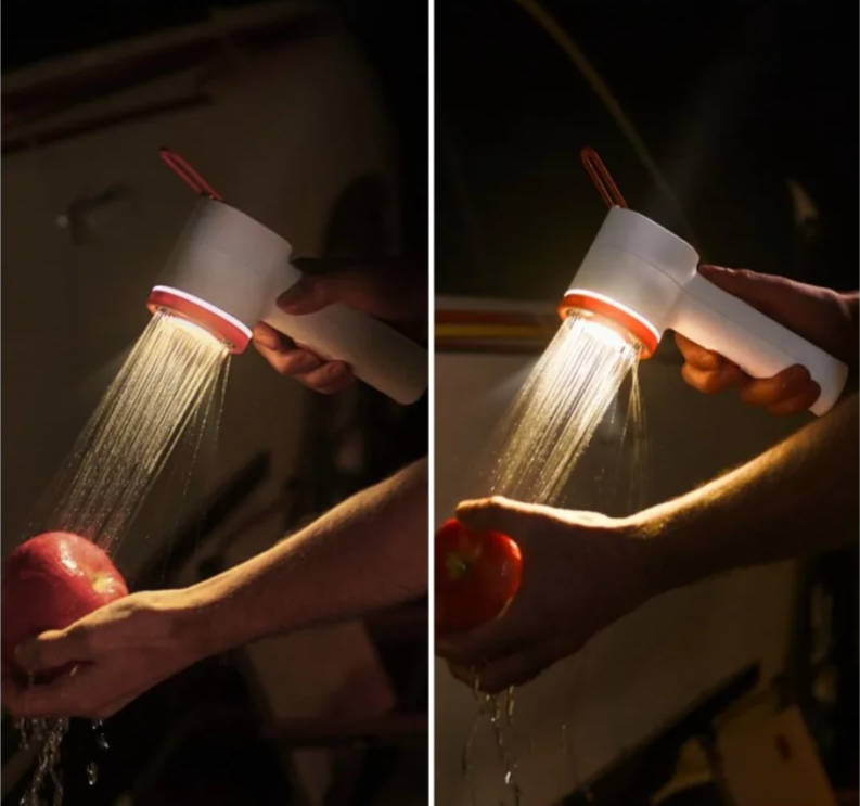 Rechargeable LED-Lit Rainfall Camping Shower