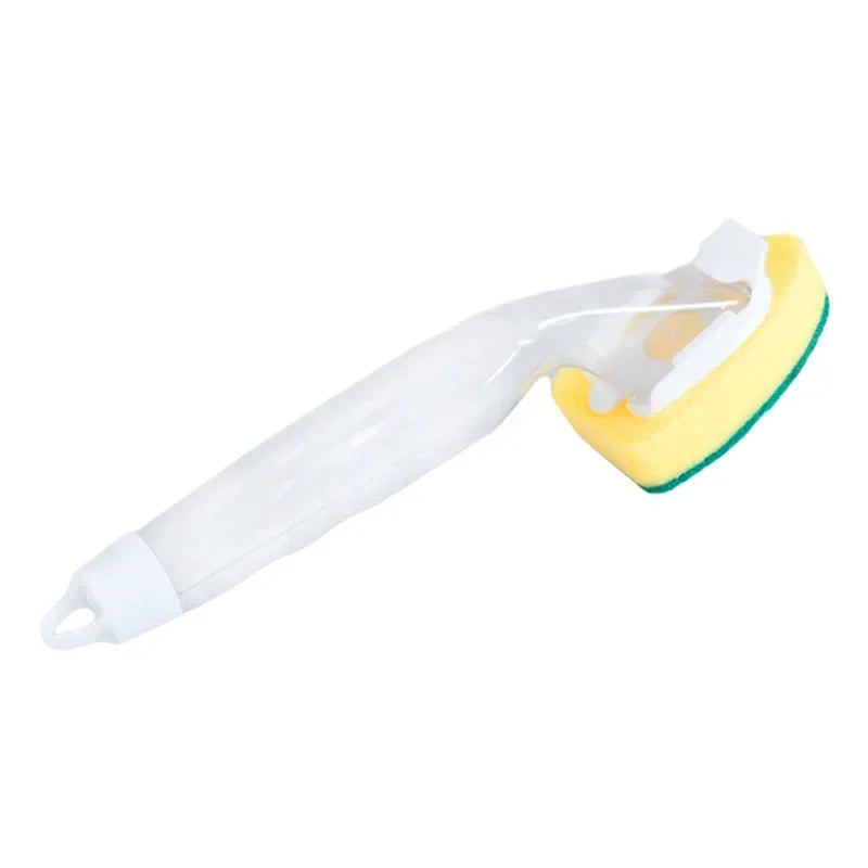 Refillable Push-Button Soap-Dispensing Dish Brush (Includes 2 Replaceable Sponge Heads)