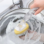 Refillable Push-Button Soap-Dispensing Dish Brush (Includes 2 Replaceable Sponge Heads)
