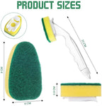 Refillable Push-Button Soap-Dispensing Dish Brush (Includes 2 Replaceable Sponge Heads)