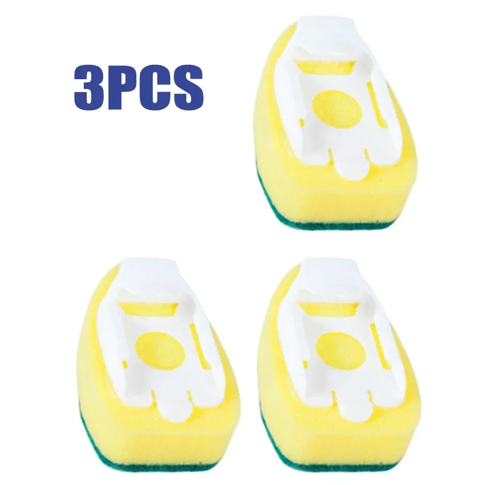 Refillable Push-Button Soap-Dispensing Dish Brush (Includes 2 Replaceable Sponge Heads)