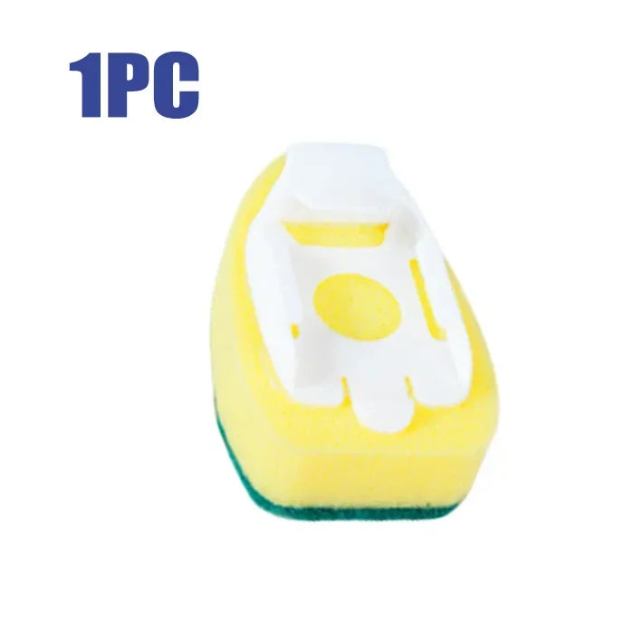 Refillable Push-Button Soap-Dispensing Dish Brush (Includes 2 Replaceable Sponge Heads)