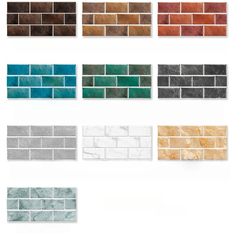 Retro Brick Water-Resistant PVC Wall Tiles (Set of 6)