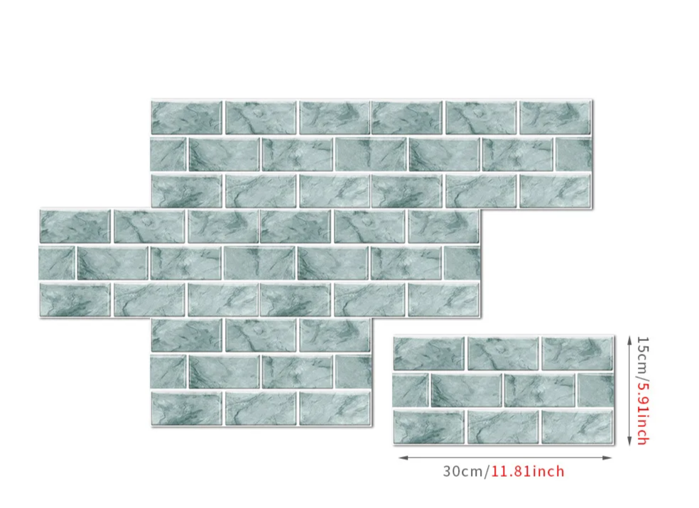 Retro Brick Water-Resistant PVC Wall Tiles (Set of 6)