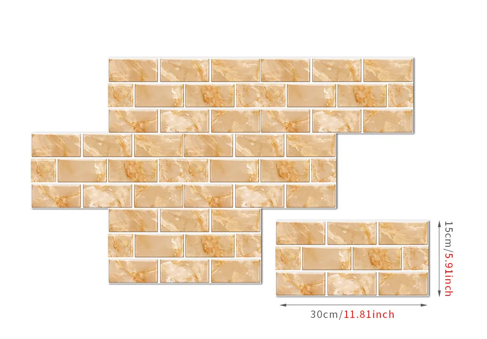 Retro Brick Water-Resistant PVC Wall Tiles (Set of 6)