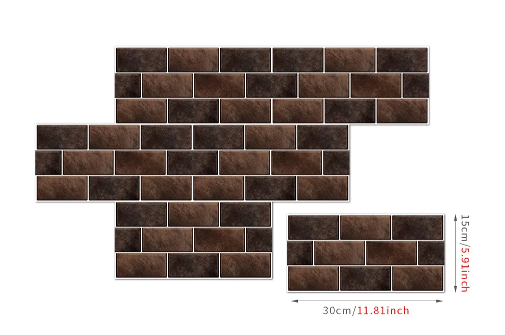 Retro Brick Water-Resistant PVC Wall Tiles (Set of 6)