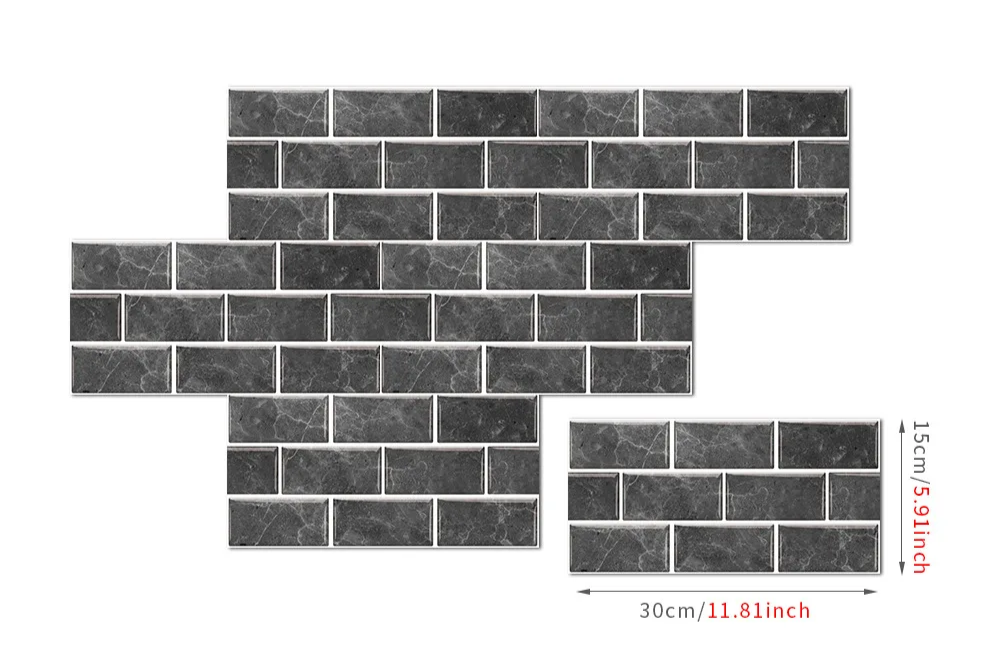 Retro Brick Water-Resistant PVC Wall Tiles (Set of 6)