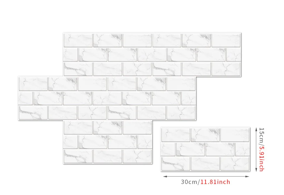 Retro Brick Water-Resistant PVC Wall Tiles (Set of 6)