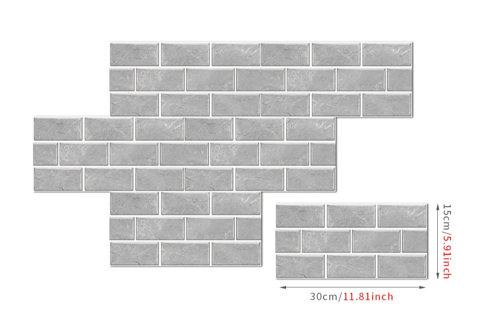 Retro Brick Water-Resistant PVC Wall Tiles (Set of 6)