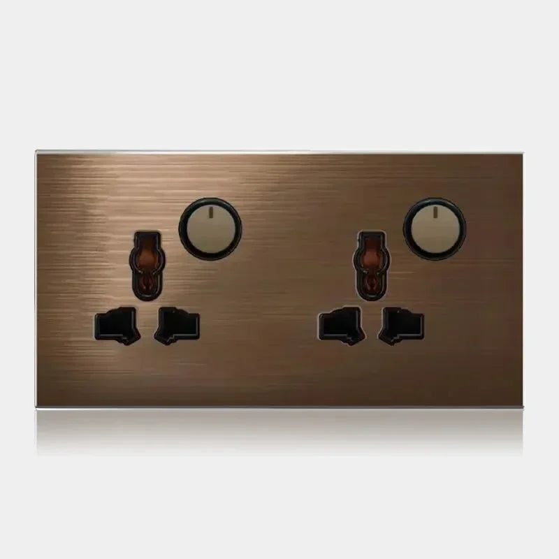 Retro Coffee Brown Wall Switch & Outlet (LED Indicator & Reset Button)