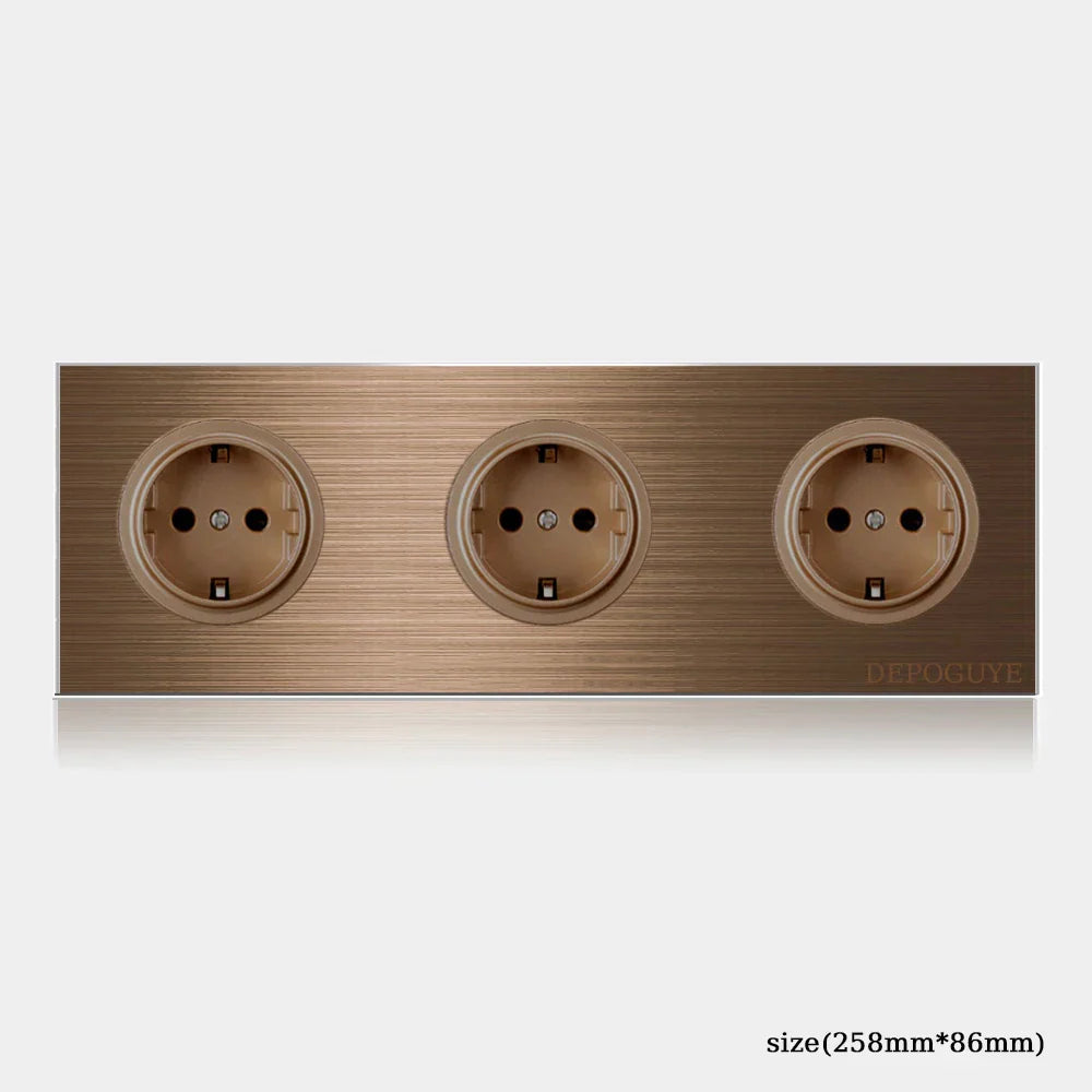 Retro Coffee Brown Wall Switch & Outlet (LED Indicator & Reset Button)