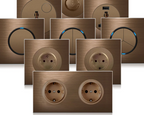 Retro Coffee Brown Wall Switch & Outlet (LED Indicator & Reset Button)