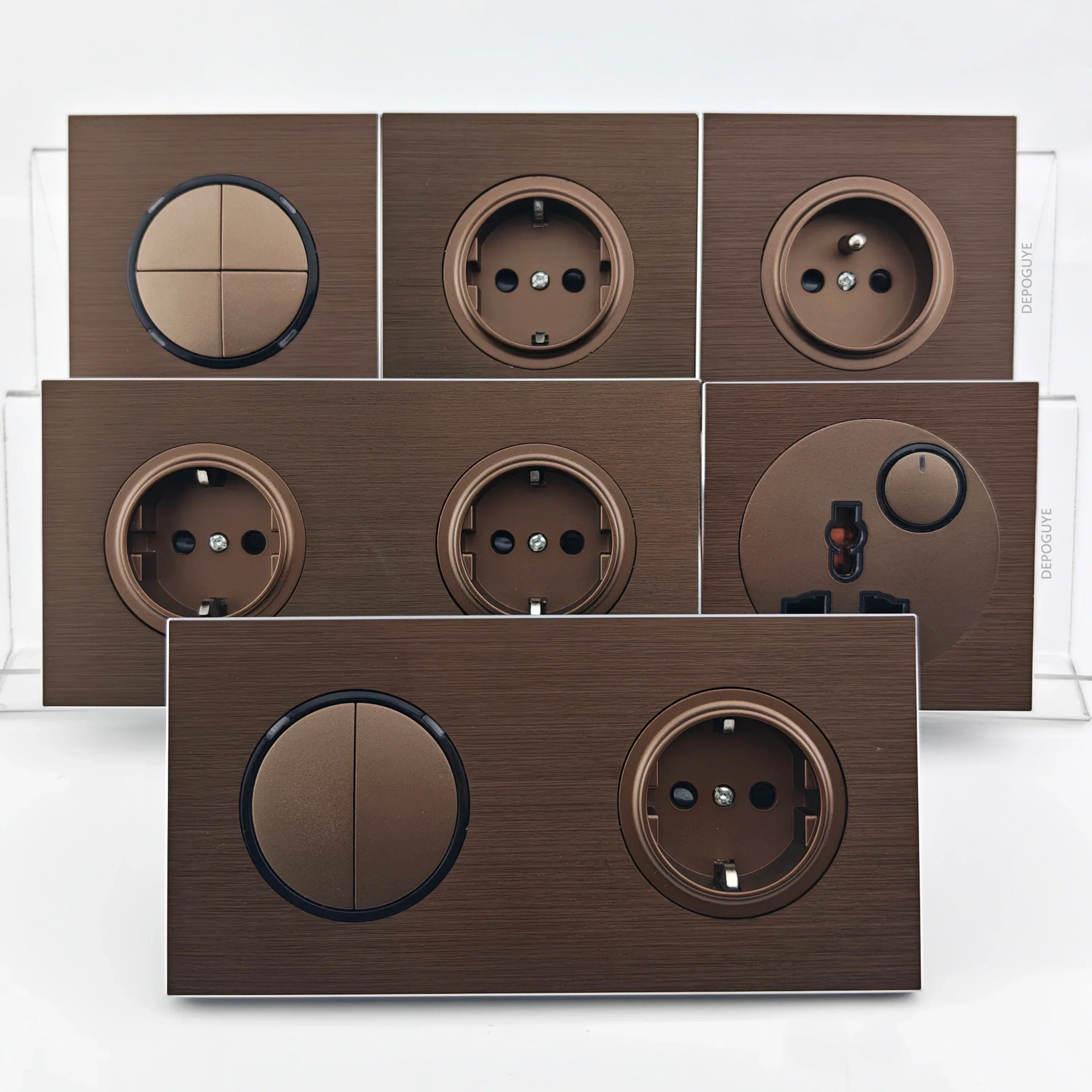 Retro Coffee Brown Wall Switch & Outlet (LED Indicator & Reset Button)