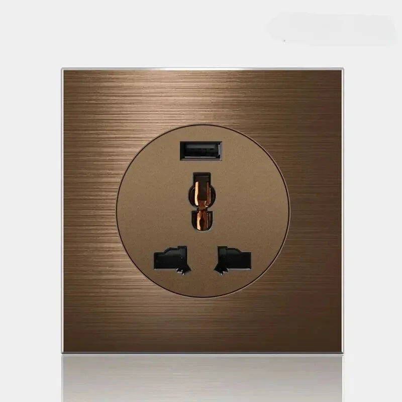 Retro Coffee Brown Wall Switch & Outlet (LED Indicator & Reset Button)