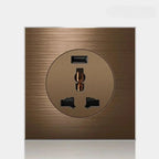 Retro Coffee Brown Wall Switch & Outlet (LED Indicator & Reset Button)