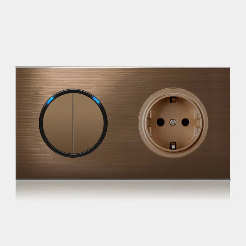 Retro Coffee Brown Wall Switch & Outlet (LED Indicator & Reset Button)