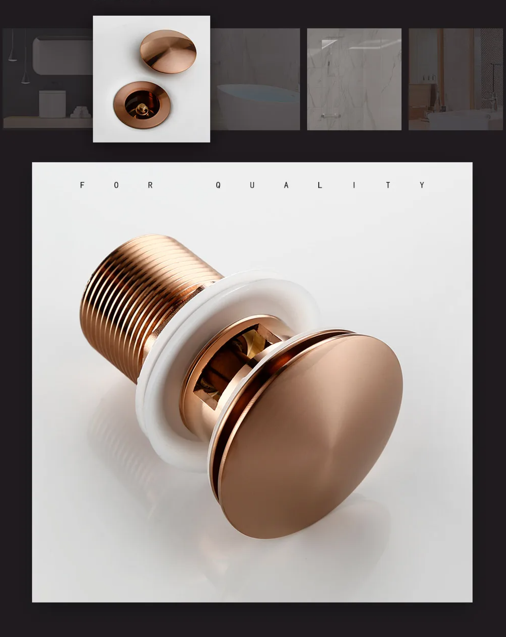 Rose Gold Solid Brass Pop-Up Sink Drain