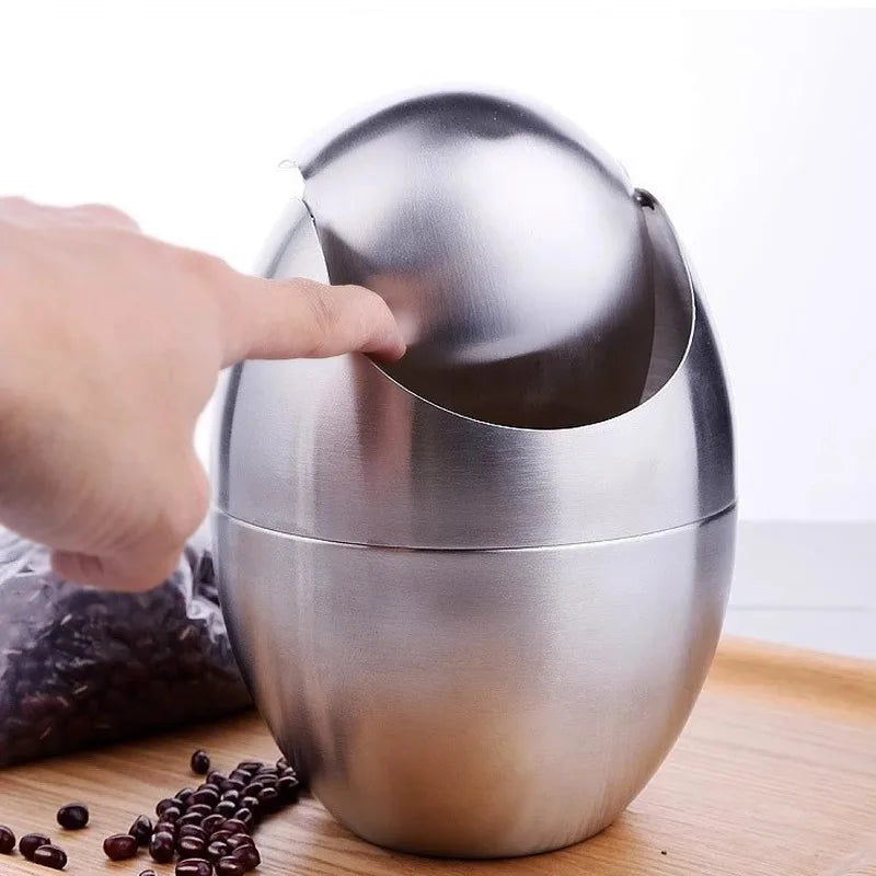 Rust-Resistant 304 Stainless Steel Mini Trash Can (Swing Lid)