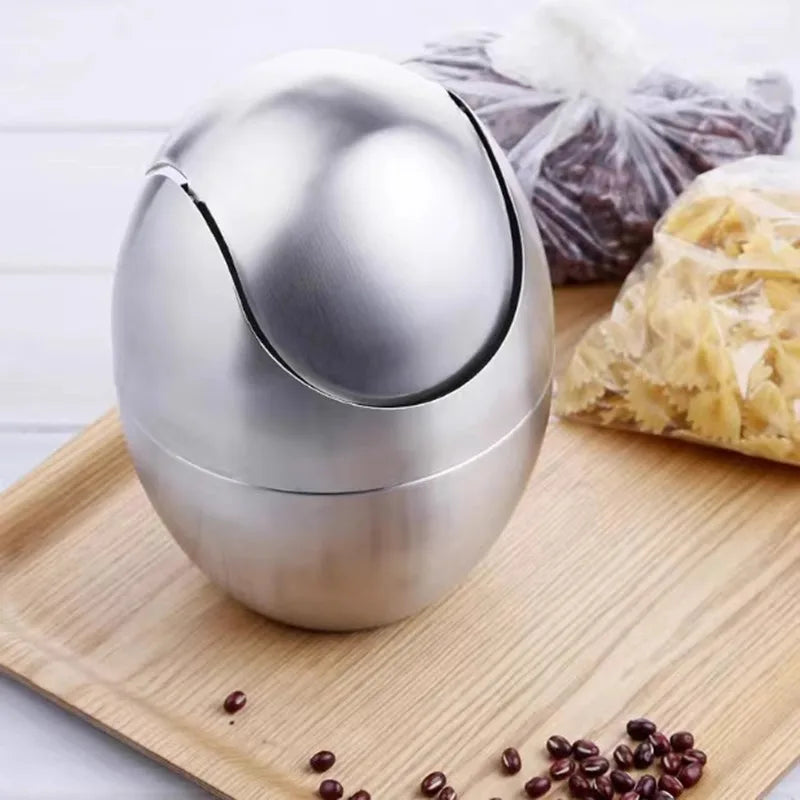 Rust-Resistant 304 Stainless Steel Mini Trash Can (Swing Lid)