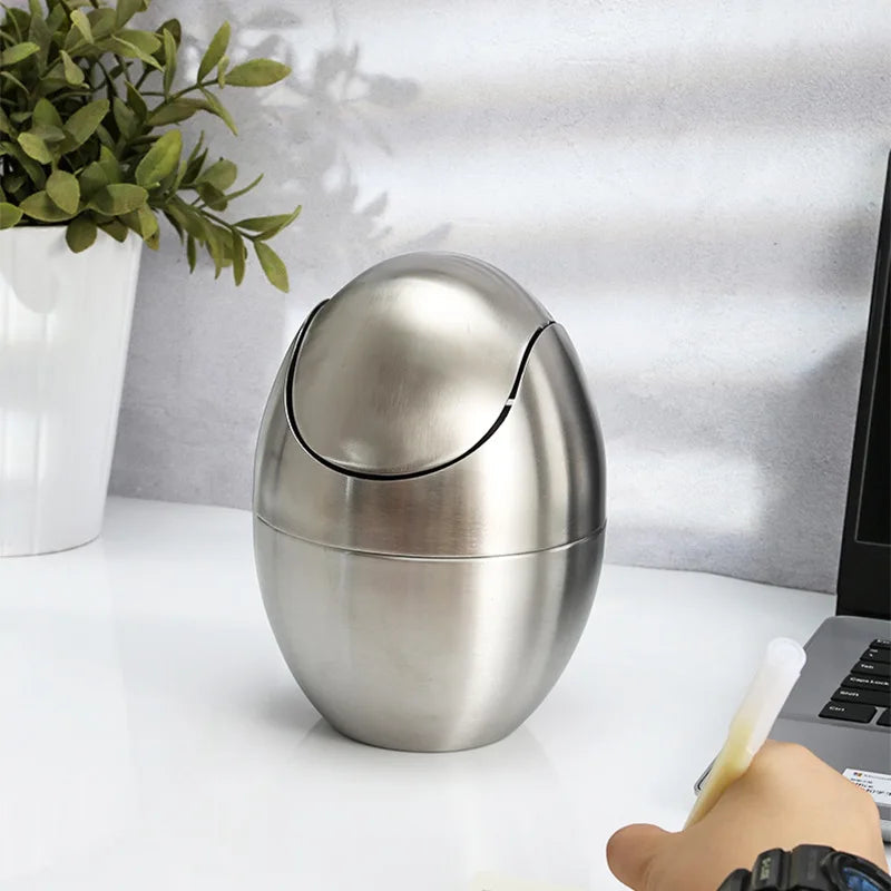 Rust-Resistant 304 Stainless Steel Mini Trash Can (Swing Lid)
