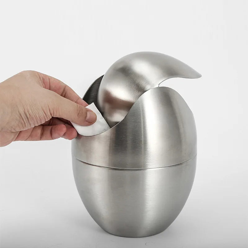 Rust-Resistant 304 Stainless Steel Mini Trash Can (Swing Lid)