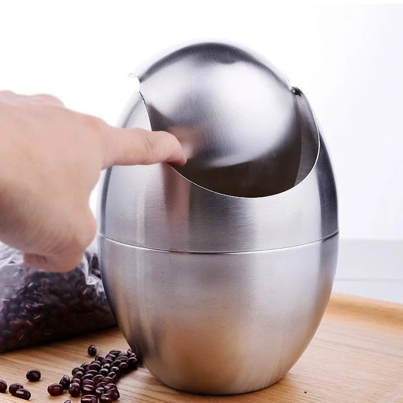 Rust-Resistant 304 Stainless Steel Mini Trash Can (Swing Lid)