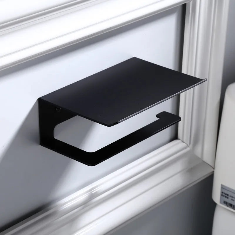 Rust-Resistant Aluminium Wall-Mount Toilet Paper Holder (Integrated Shelf)