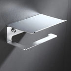 Rust-Resistant Aluminium Wall-Mount Toilet Paper Holder (Integrated Shelf)