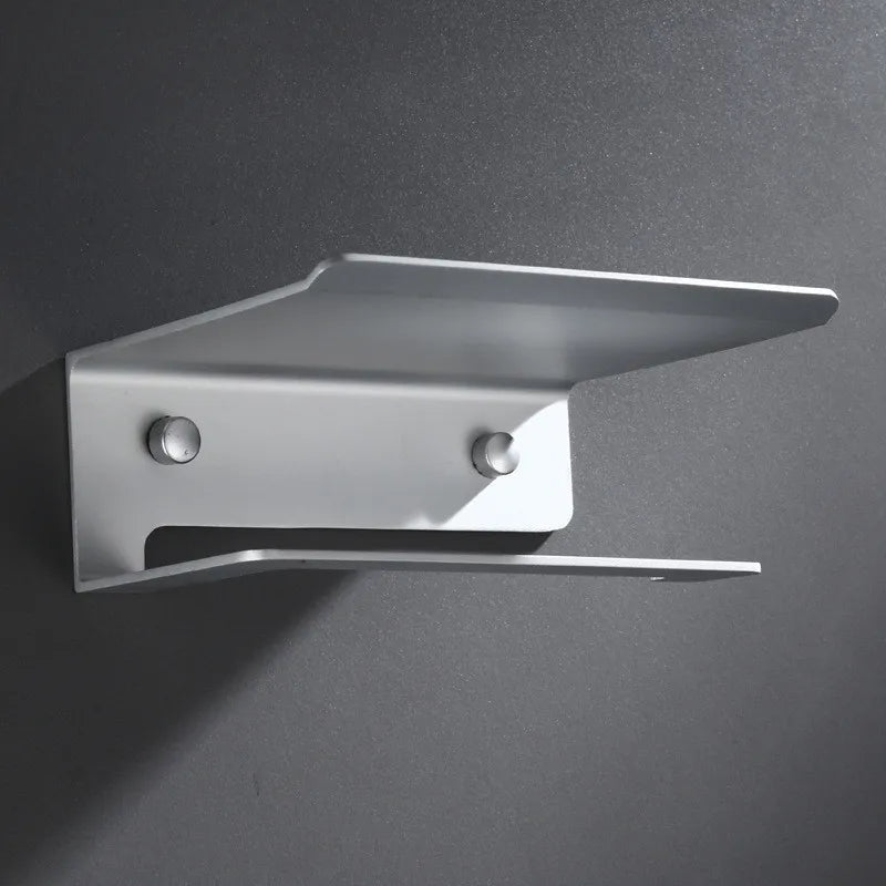Rust-Resistant Aluminium Wall-Mount Toilet Paper Holder (Integrated Shelf)