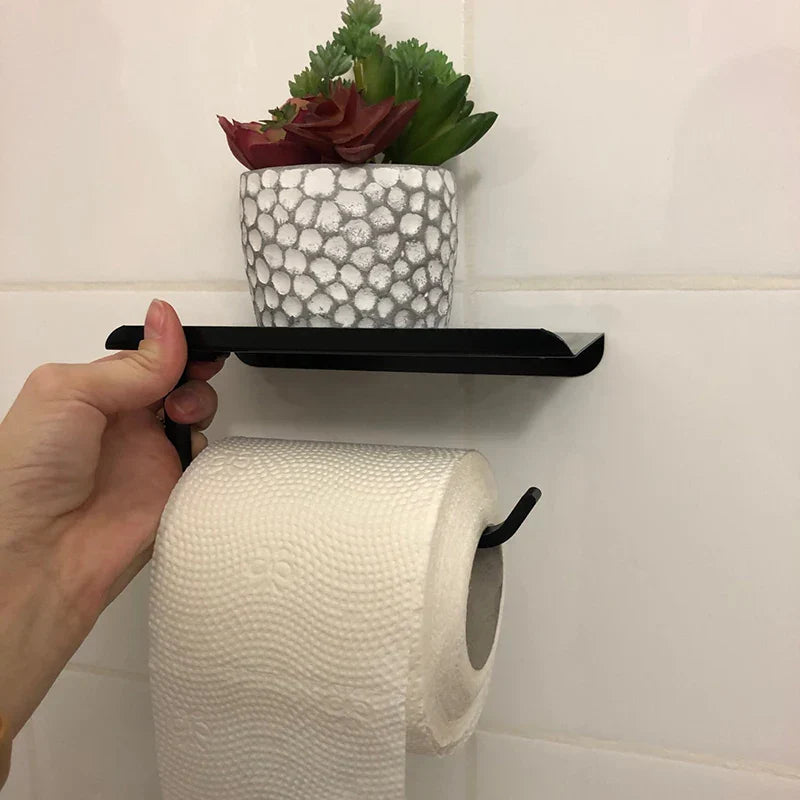 Rust-Resistant Aluminum Wall-Mounted Toilet Paper Holder with Shelf