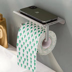 Rust-Resistant Aluminum Wall-Mounted Toilet Paper Holder with Shelf