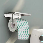 Rust-Resistant Aluminum Wall-Mounted Toilet Paper Holder with Shelf