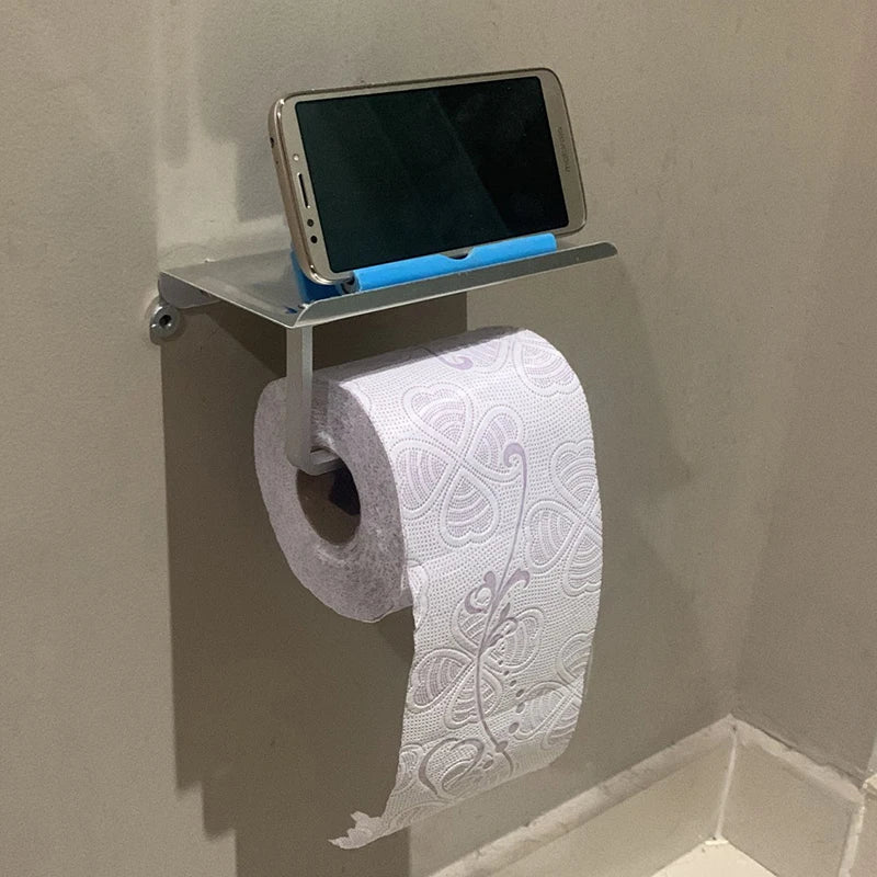 Rust-Resistant Aluminum Wall-Mounted Toilet Paper Holder with Shelf