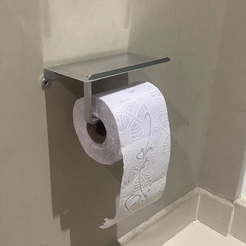 Rust-Resistant Aluminum Wall-Mounted Toilet Paper Holder with Shelf