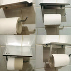 Rust-Resistant Aluminum Wall-Mounted Toilet Paper Holder with Shelf