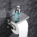 Rust-Resistant Aluminum Wall-Mounted Toilet Paper Holder with Shelf