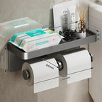 Rust-Resistant Aluminum Wall-Mounted Toilet Paper Holder with Shelf