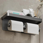 Rust-Resistant Aluminum Wall-Mounted Toilet Paper Holder with Shelf