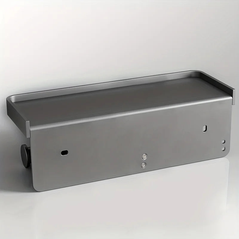 Rust-Resistant Aluminum Wall-Mounted Toilet Paper Holder with Shelf